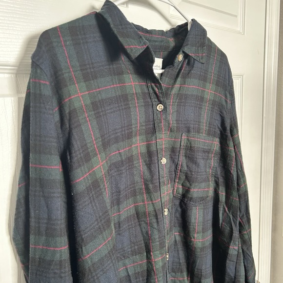 Abercrombie & Fitch A&F Women's Soft Flannel Shirt Xl Green Blue Red Plaid - Picture 3 of 9